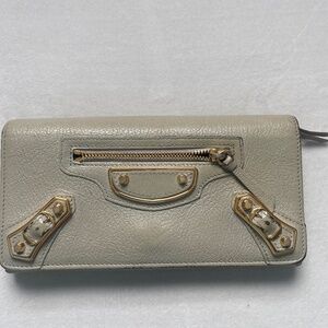Balenciaga Motocross Greige Leather Continental Wallet